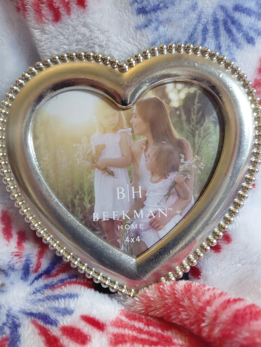 Beekman 1802 Silver Heart Photo Frame with Beaded Edge